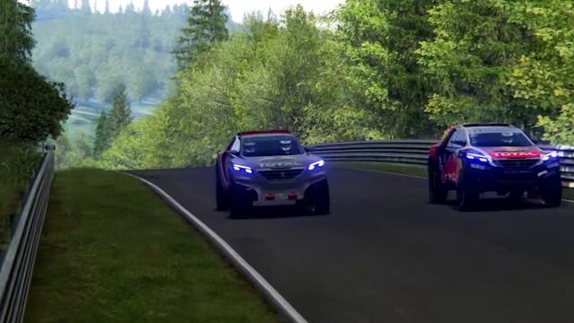 Battle Peugeot 2008 T1 Dakar 2015 at Nurburgring Nordschleife смотреть онлайн