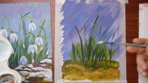 Рисуем весну//ПОДСНЕЖНИКИ