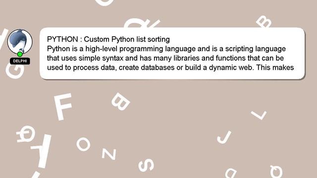PYTHON : Custom Python list sorting смотреть онлайн