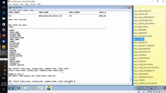 Oracle Database System Tables and Selected Relevant Columns смотреть онлайн