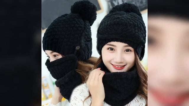 ❄Комплект Вязаная Шапка Теплый Шарф и Перчатки Женские смотреть онлайн