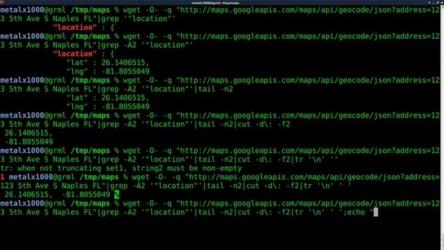 BASH Get GPS Latitude and Longitude Coordinates from Address Linux ShellScript Wget Google Maps API смотреть онлайн
