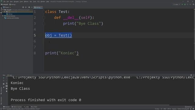 28. Kurs Python 3 - Klasy - cykl życia (destruktor) смотреть онлайн