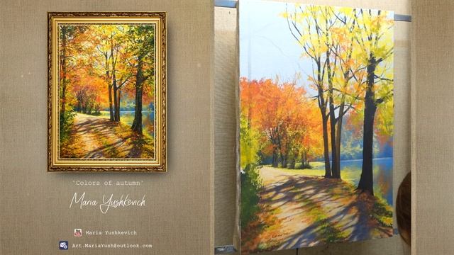 How to paint autumn season | Осенний пейзаж, живопись акрилом. смотреть онлайн