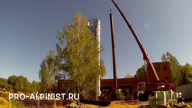 Труба котельной 36м демонтаж промышленными альпинистами.