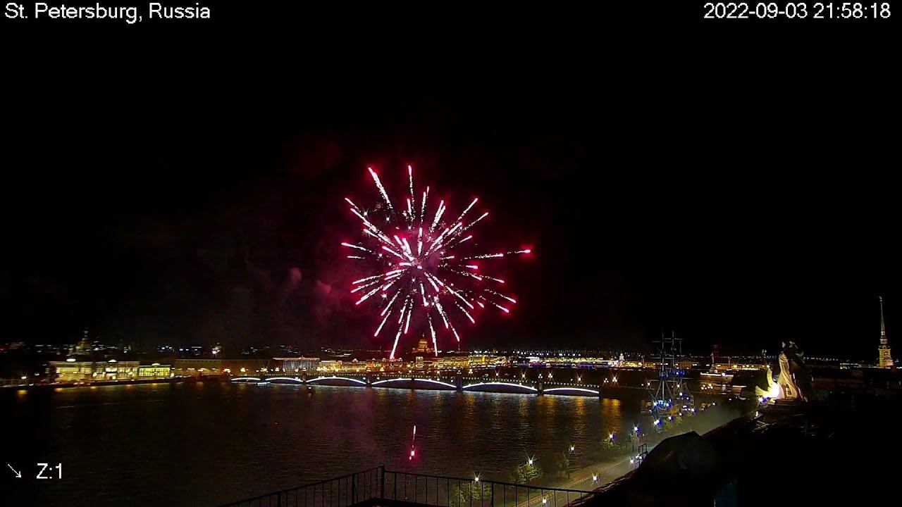 Фейерверк на Петровской наб. Наши супервидовые веб-камеры прекрасная замена медленному телевидению. смотреть онлайн