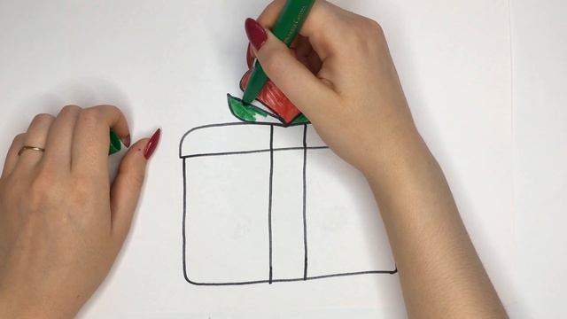 Как Нарисовать Подарок | How to draw a Gift | Drawing and coloring for children with song смотреть онлайн