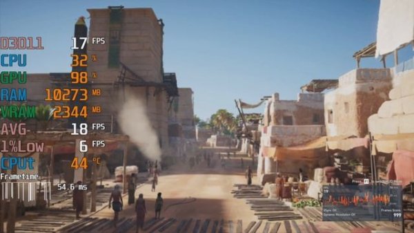 Intel UHD Graphics 730 -- Intel Core i5-11400 -- Assassin's Creed AC Origins FPS Test