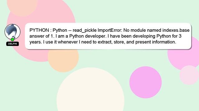 PYTHON : Python -- read_pickle ImportError: No module named indexes.base смотреть онлайн