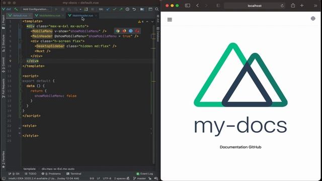 Display and hide mobile menu in NuxtJS Content project смотреть онлайн