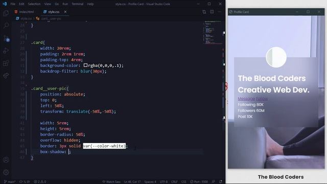 Glassmorphism Profile Card UI Design CSS | Glass Morphism HTML CSS Tutorial