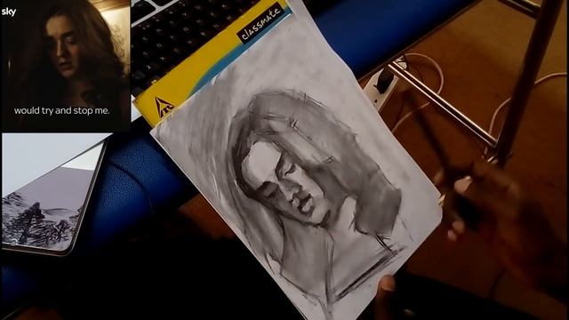 Maisie Williams Quick Block-In Charcoal Sketch смотреть онлайн