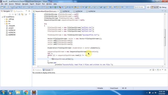 How to read data from multiple files and write to a single file using SequenceInputStream? | Java I смотреть онлайн