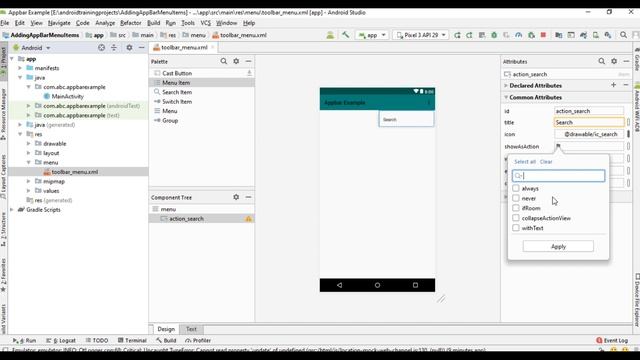 Android Java Tutorial 2020 - 10 - Add Menu items to app bar смотреть онлайн