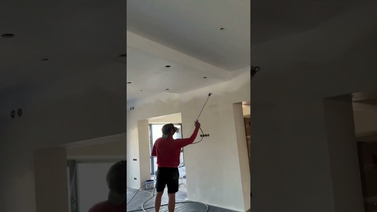 Покраска потолка в квартире с помощью безвоздушного окрасочного аппарата смотреть онлайн