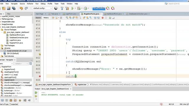 Java Project Tutorial - Connect The Login and Register and Dashboard Form With The MySQL Database смотреть онлайн