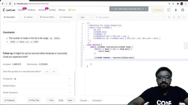 Reverse a linked list | Java | Nitin Pamnani смотреть онлайн