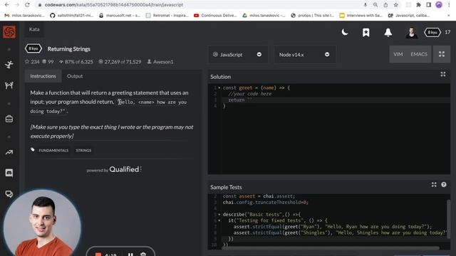 Codewars ? Training Template literals (Template strings) | Learn Modern Vanilla JavaScript ? смотреть онлайн