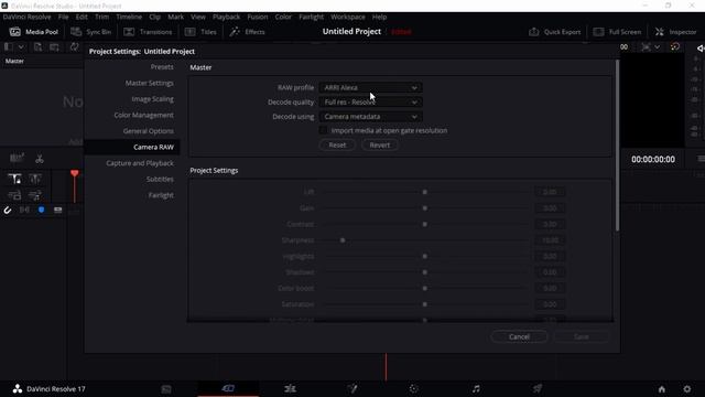 Camera Raw - Master Project settings in DaVinci Resolve 17 Full Course смотреть онлайн