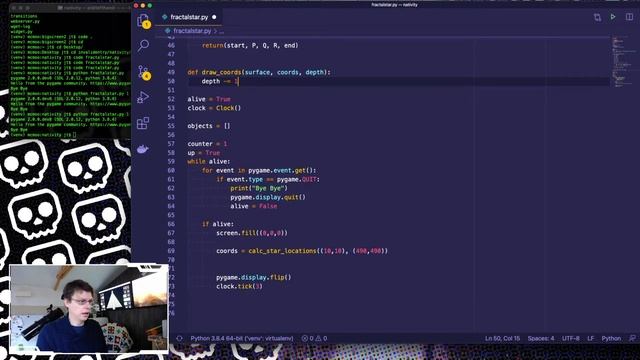 Fractal Snowflakes in Pygame - Advent Calendar Day 9 - Koche Snowflakes смотреть онлайн