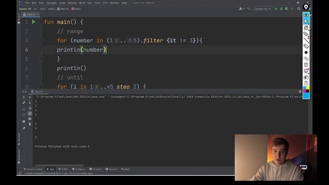 Курс по Kotlin. Урок 10. Доп. информация о циклах. Ranges, Steps, Label, Filter, Break и Continue смотреть онлайн
