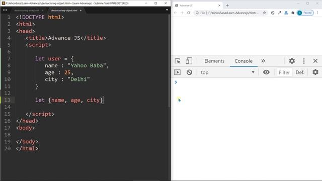 Advance Javascript - Destructuring Object Tutorial in Hindi / Urdu смотреть онлайн