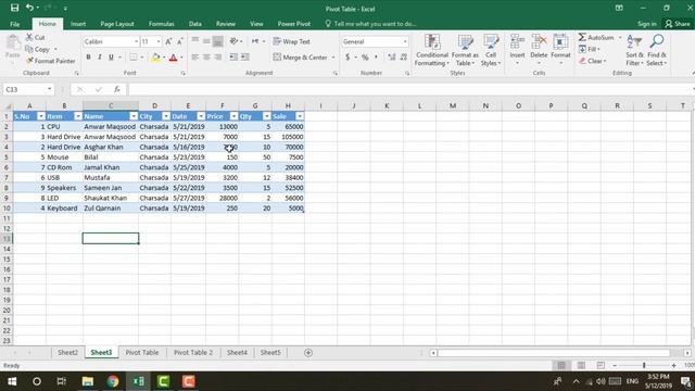 The Beginner's Guide to Excel 2016 - 17- Pivot Table Part1 in Pashto (Afridi) смотреть онлайн
