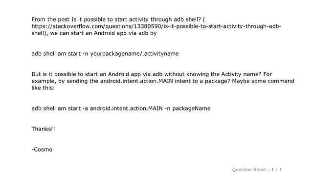 Android : Launch App via adb without knowing Activity name смотреть онлайн