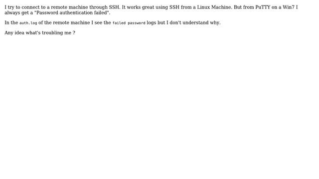 PuTTY won't connect with SSH - Password authentication failed смотреть онлайн