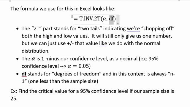Computing Critical Values in Excel смотреть онлайн