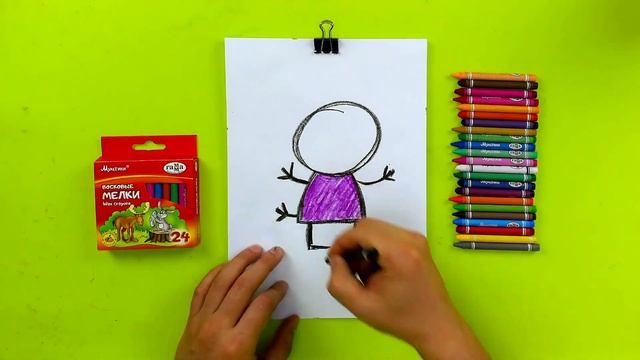 Рисуем зебру из мультфильма "Свинка Пеппа" - Рисование мелками смотреть онлайн