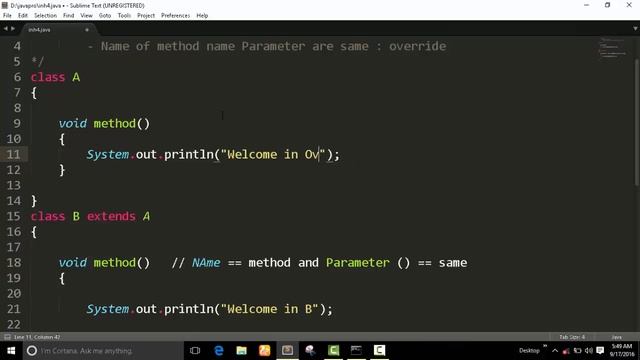 Override method in Java Inheritance Program смотреть онлайн