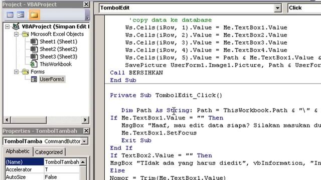 Coding SIMPAN EDIT HAPUS Dan VALIDASI Di UserForm VBA Excel