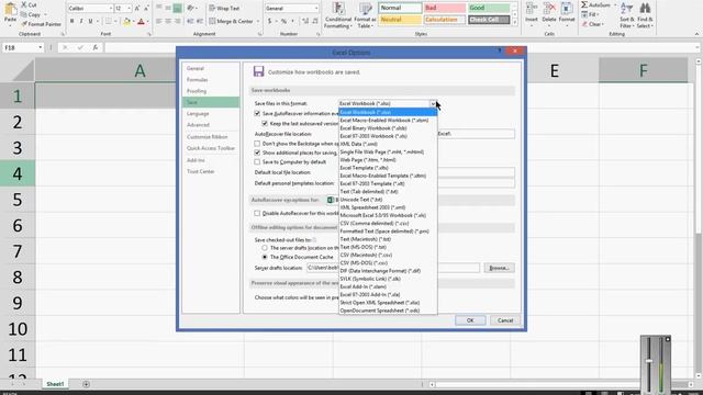 How to change the default file type saved in Microsoft Excel 2013 смотреть онлайн