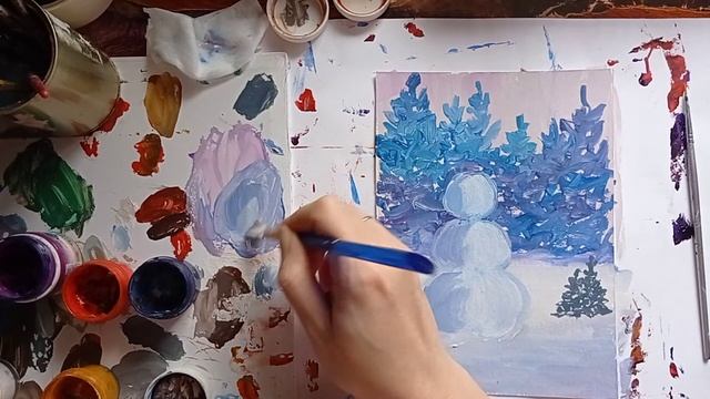 Как нарисовать снеговика поэтапно смотреть онлайн