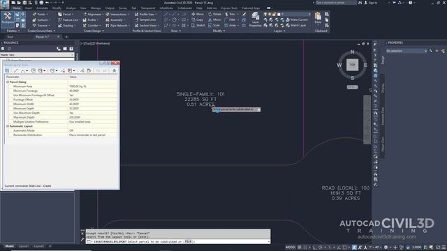 Subdividing a Parcel with a Slide Line in Civil 3D 2018, 2019, 2020, 2021 смотреть онлайн