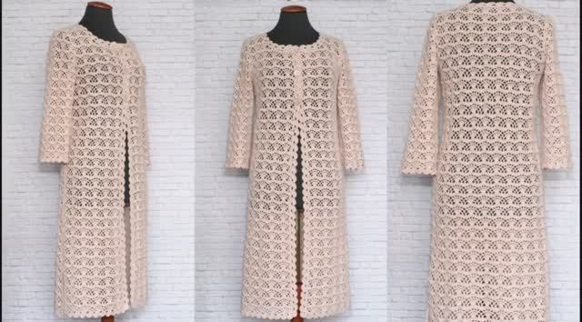 Как легко и просто связать крючком: пальто, жакет, кардиган очень простым, легким и красивым узором смотреть онлайн