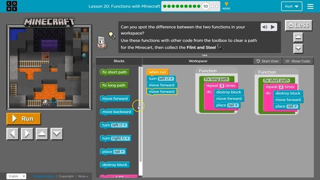 Code.org Express Lesson 20.10 Functions in Minecraft | Answers Explained | Course E Lesson 10.10 смотреть онлайн