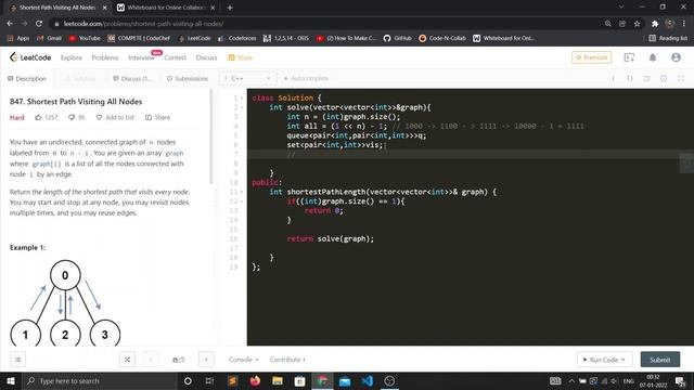 Shortest Path Visiting All Nodes | Leetcode | Detailed Explaination смотреть онлайн