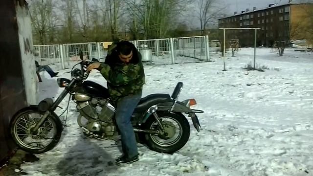 мотоцикл Yamaha XV 400 Virago езда по зиме мототаксикоз смотреть онлайн