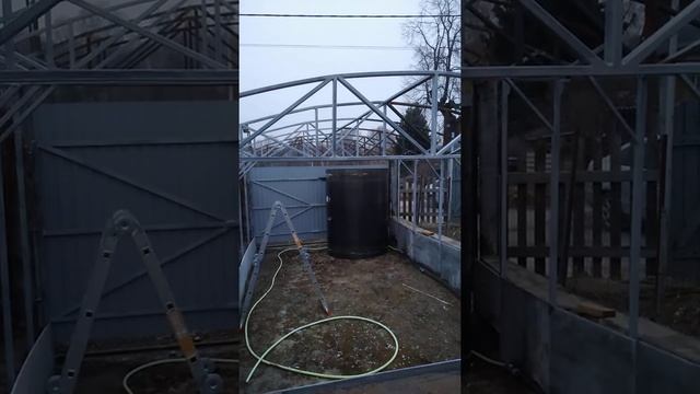 Как согнуть профильную трубу без трубогиба??. Ферма из профиля. Навес для парковки. Красим каркас