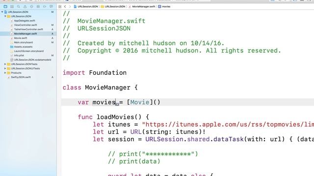 17 MovieManager Delegate and TableView Setup смотреть онлайн