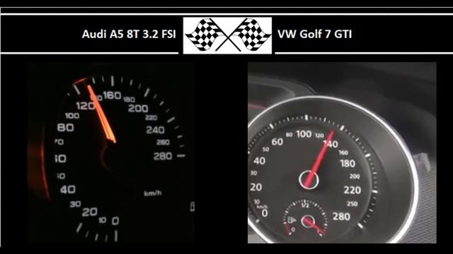 Audi A5 8T 3.2 FSI VS. VW Golf 7 GTI - Acceleration 0-100km/h смотреть онлайн