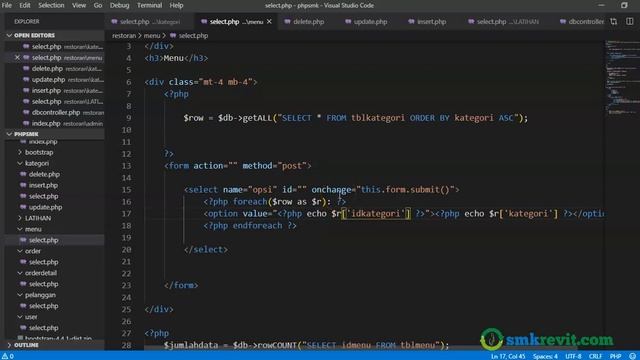 PHP UNTUK SISWA SMK #29 Combox Select Option Aplikasi Restoran Berbasis Web смотреть онлайн