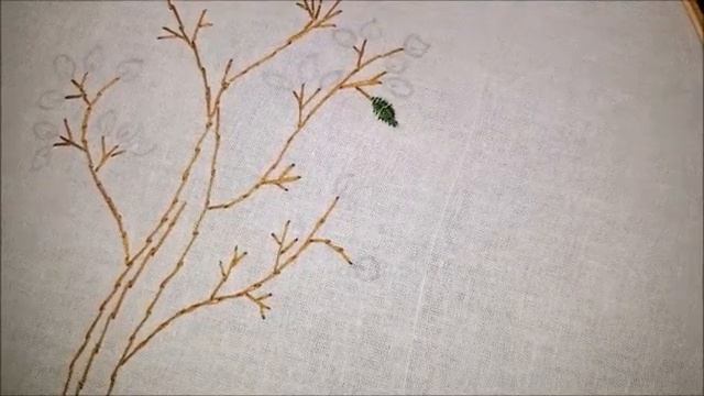 Вышивка дерева ми гладью / Bordado De árboles Con Hojas Verdes