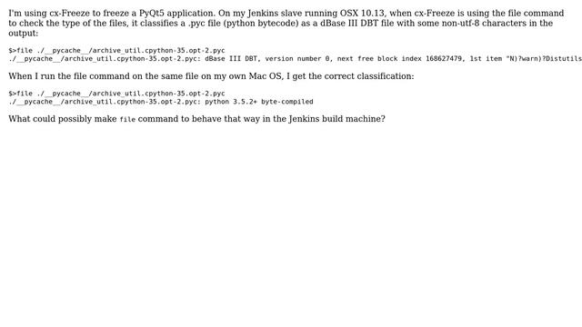 Unix & Linux: file command misclassifying python bytecode as dBase III DBT file смотреть онлайн