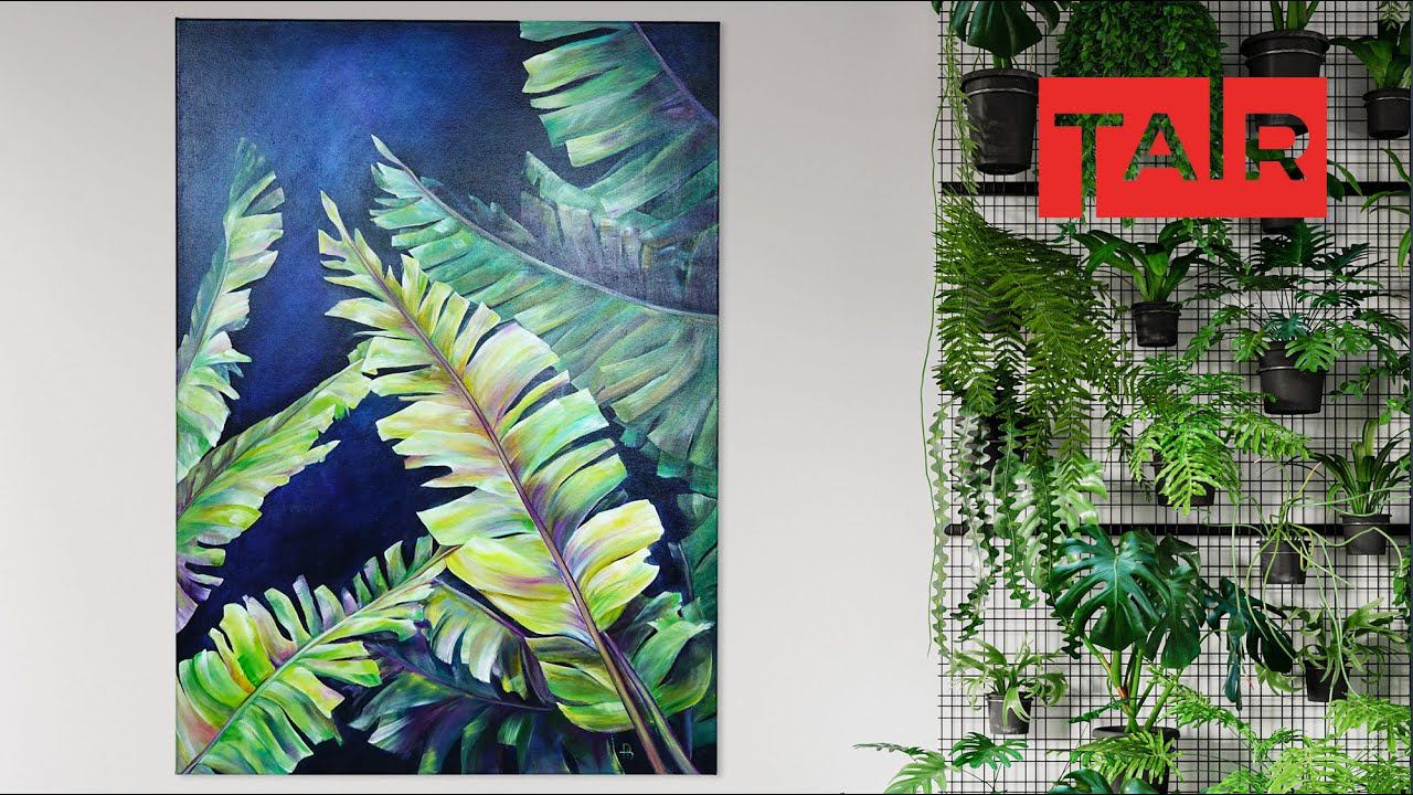 Банановые листья на холсте. Интерьерная картина. смотреть онлайн