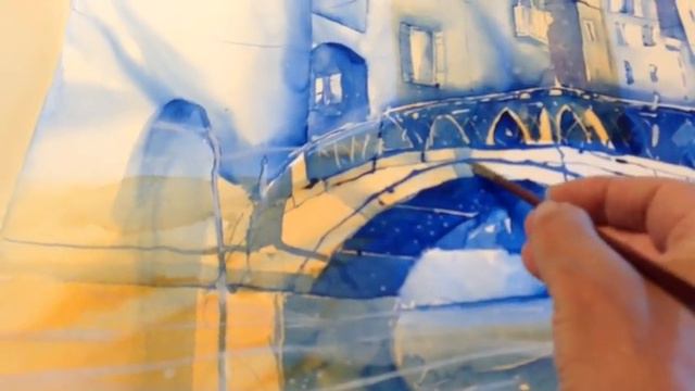 Ponte veneziano, acquarello 38x56 Schmincke Horadam смотреть онлайн