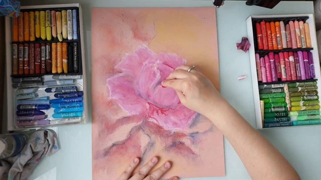 Рисуем "Розу" масляной пастелью. Мастер класс. смотреть онлайн