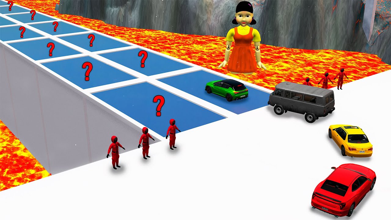 SQUID GAME - New Glass Bridge Vs Cars  BeamNG Drive  BimTestCrash